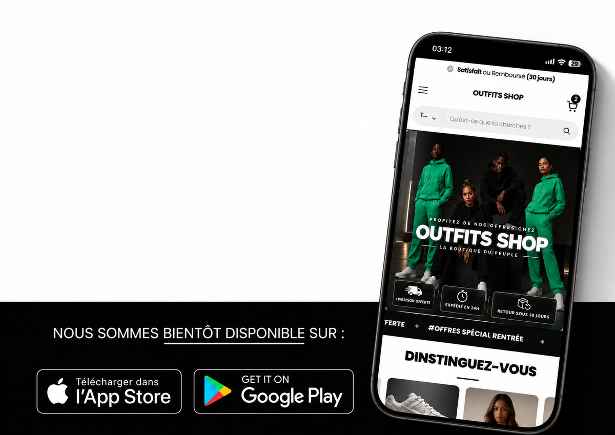 Application OUTFITS SHOP bientôt disponible sur l'App Store et Google Play